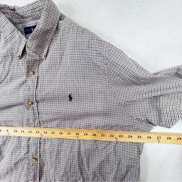 Polo Ralph Lauren Plaid Button Down Shirt XXL Blue White Long Sleeve Classic Fit - Picture 4 of 8